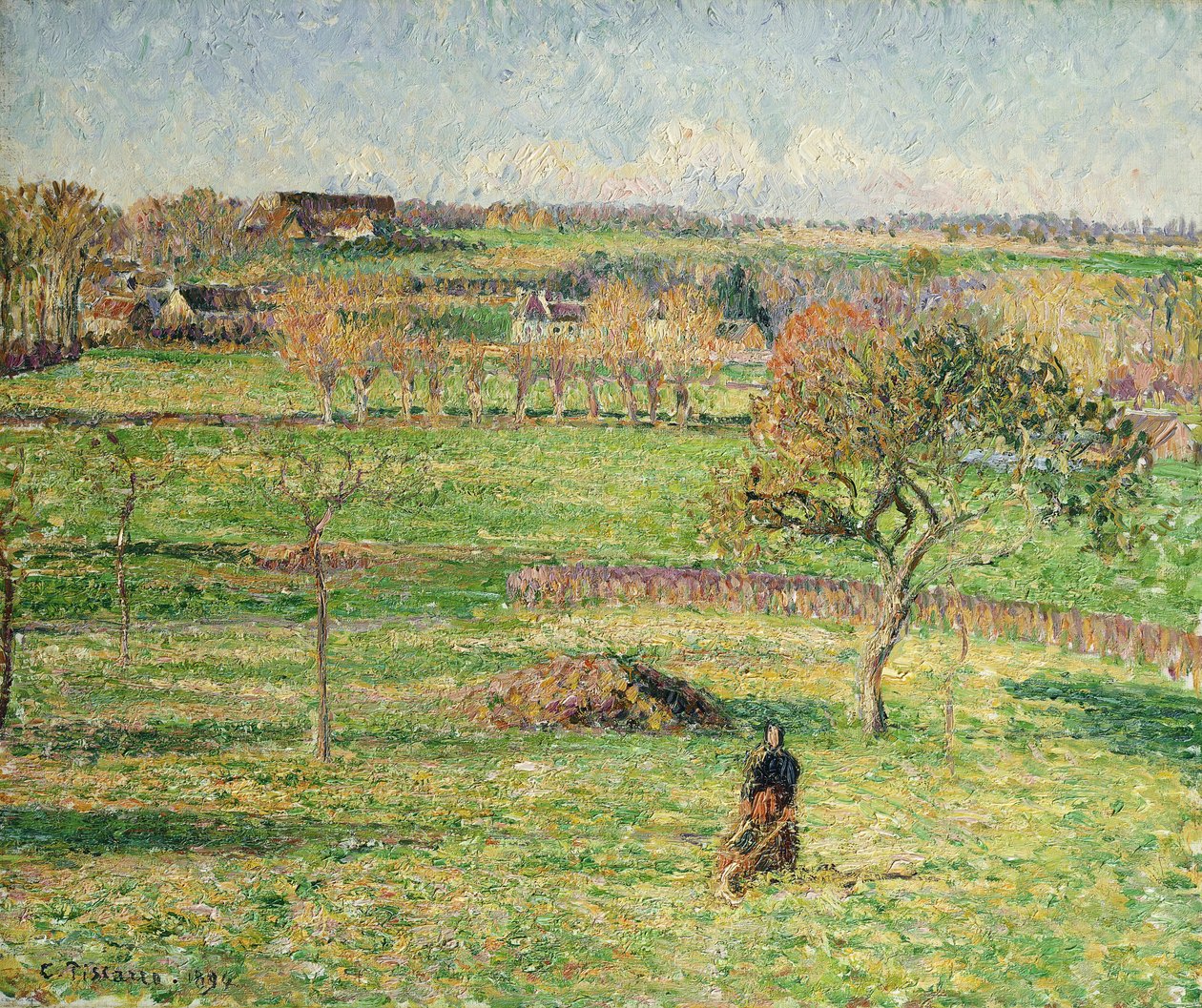 Bazincourt Prairie, Sonbahar; Prairies de Bazincourt, Automne, 1894 by Camille Jacob Pissarro