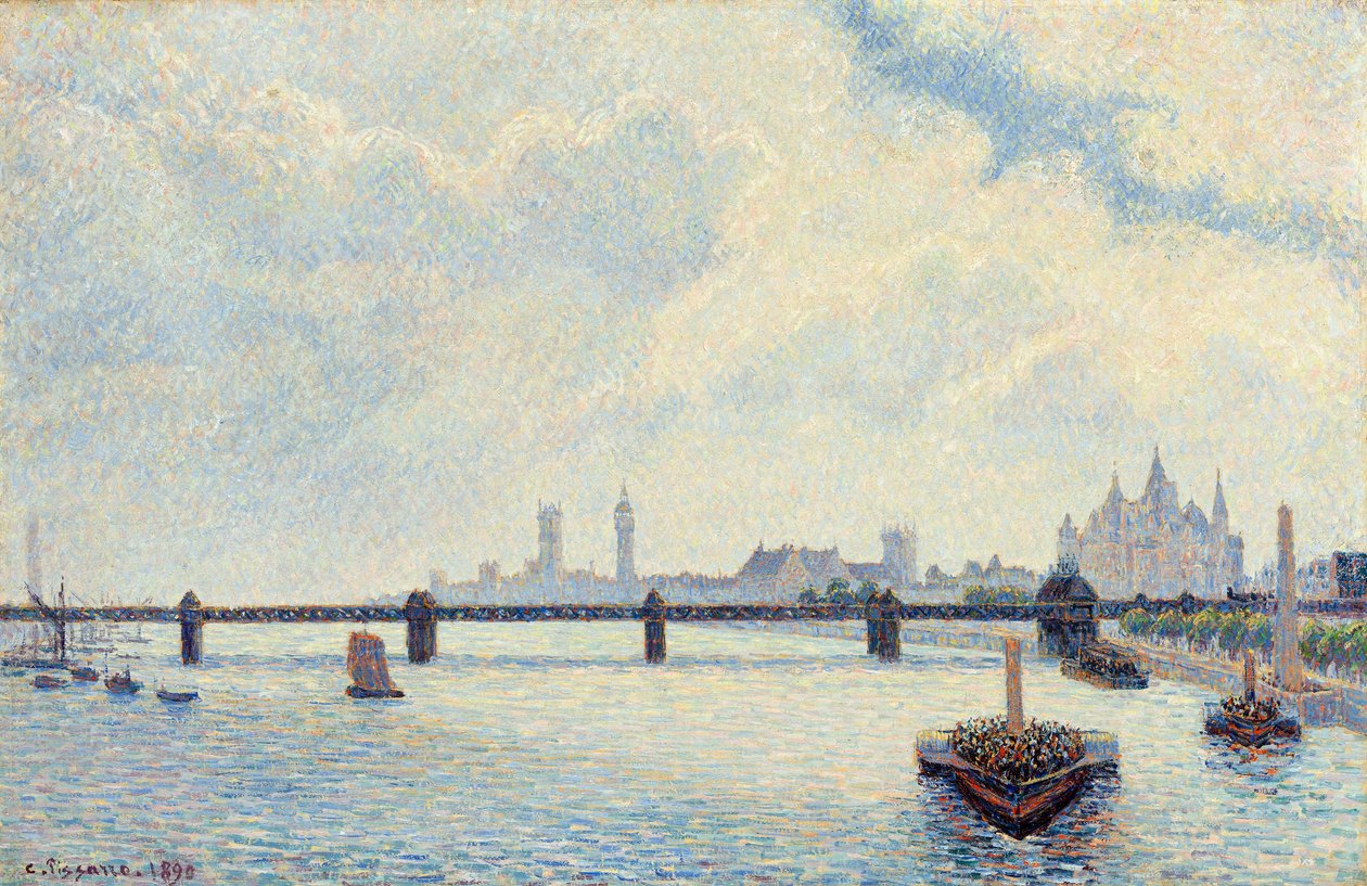 Charing Cross Köprüsü, Londra, 1890 by Camille Jacob Pissarro