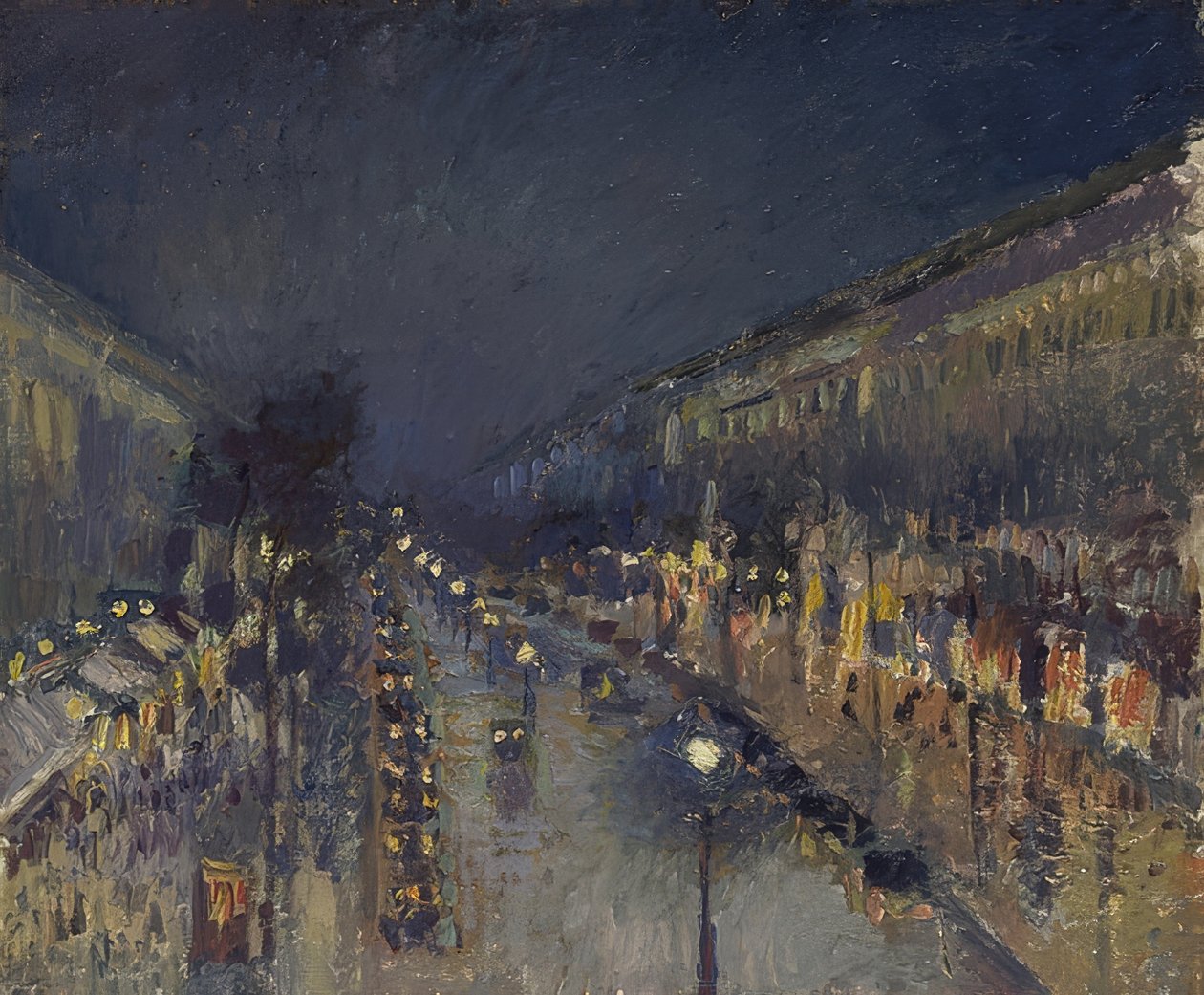 Bulvar Montmartre geceleri. 1897 by Camille Jacob Pissarro