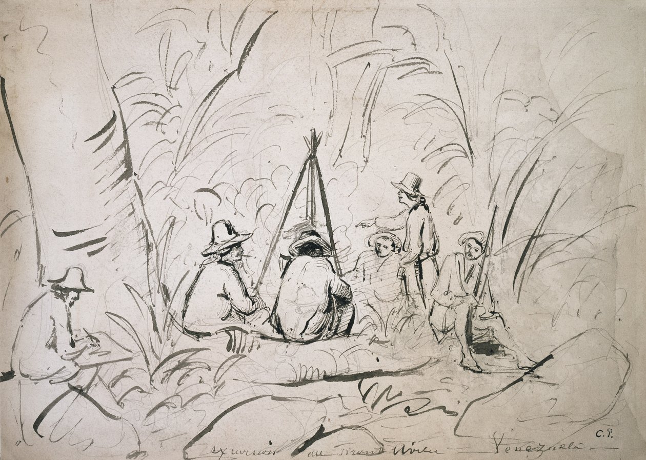 Mont Avila, Venezuela'ya gezi (kalem ile kalem ve kağıt üzerine mürekkep) by Camille Jacob Pissarro