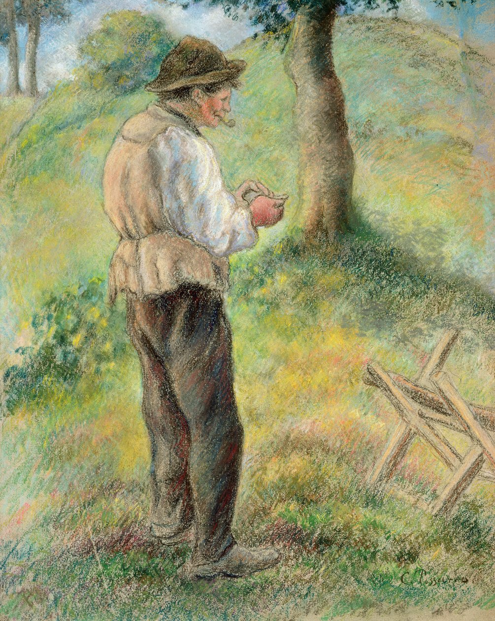 Peder Kavun Piposunu Yakıyor, 1879 dolayları by Camille Jacob Pissarro