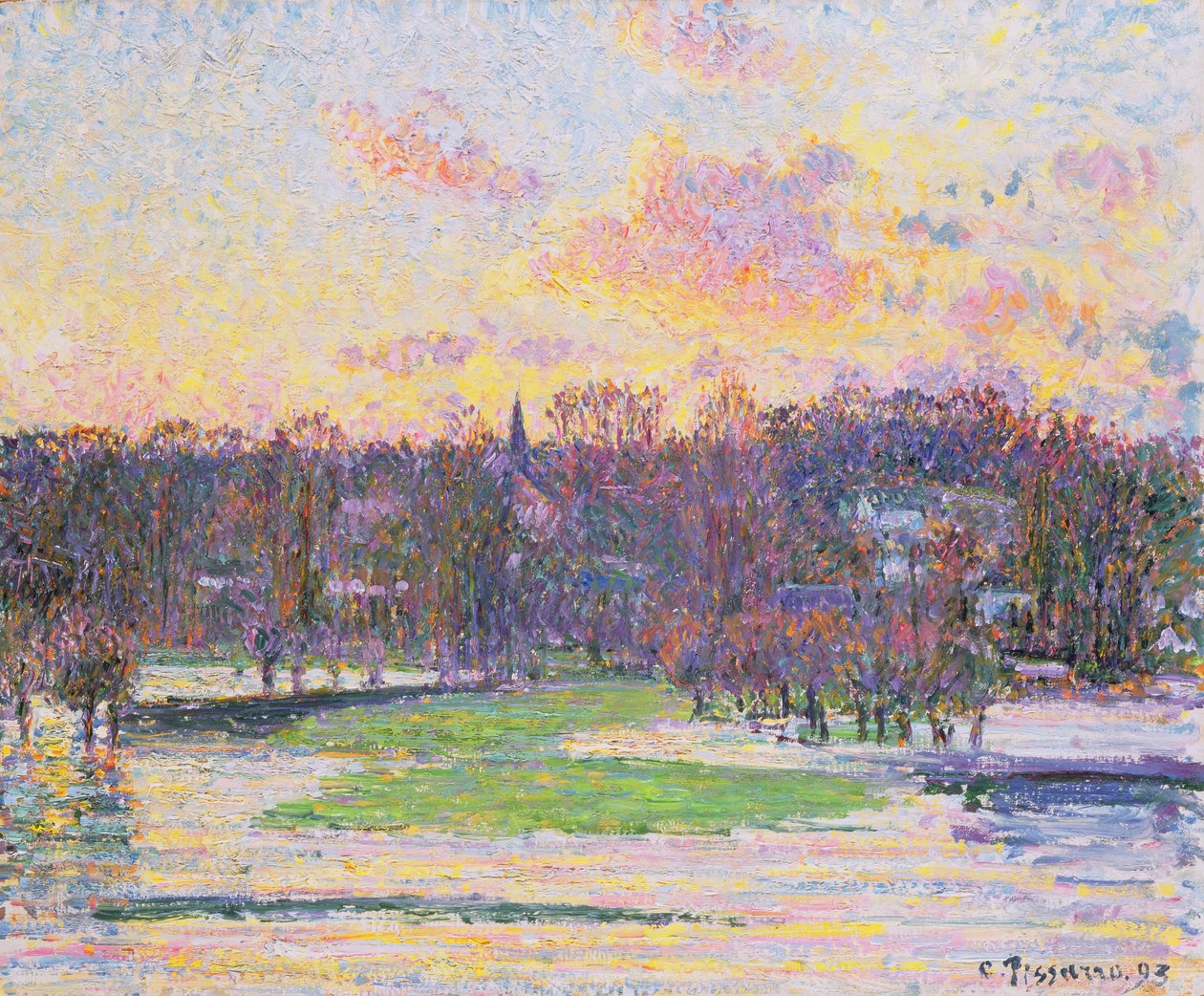 sular altında günbatımı by Camille Jacob Pissarro