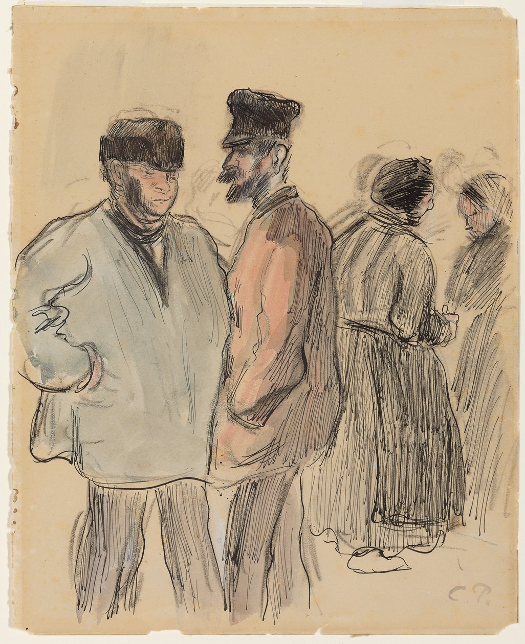 Pazardaki İnsanlar Grubu, Gisors; Piyasadaki rakamlar grubu, Gisors, c.1891 by Camille Jacob Pissarro