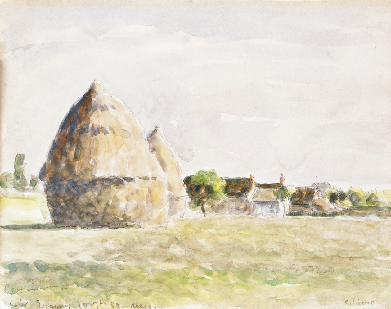 Samanlık, Eragny Akşamı; Samanlık, Akşam Eragny, 1889 by Camille Jacob Pissarro