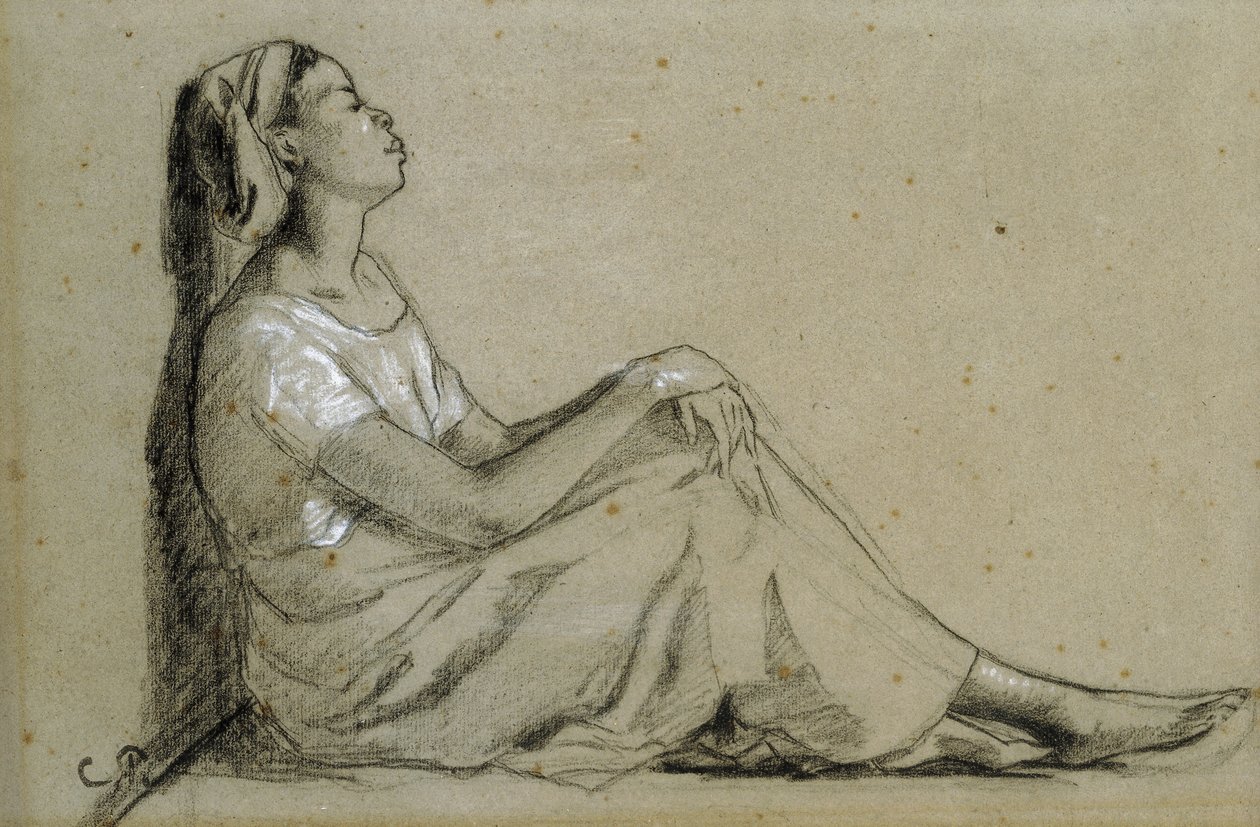 Oturan genç zenci kadın, 1855-57 by Camille Jacob Pissarro