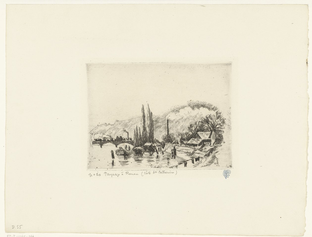 Rouen yakınlarındaki manzara Paysage à Rouen (Côte ste Catherine) (nesne üzerindeki başlık) by Camille Jacob Pissarro