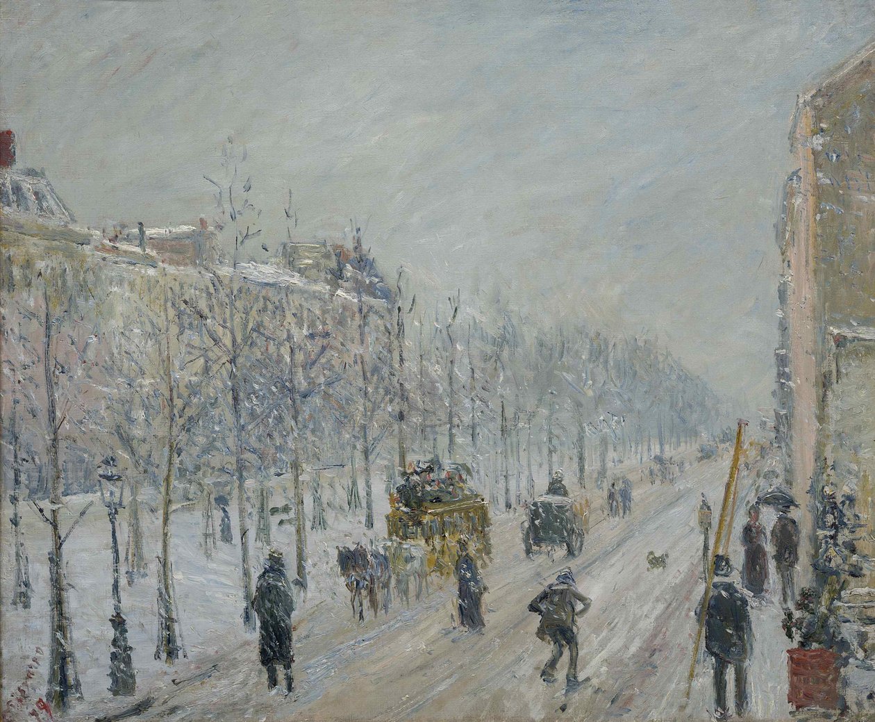 Bulvarlar, dış cephe, kar etkisi, 1879. by Camille Jacob Pissarro