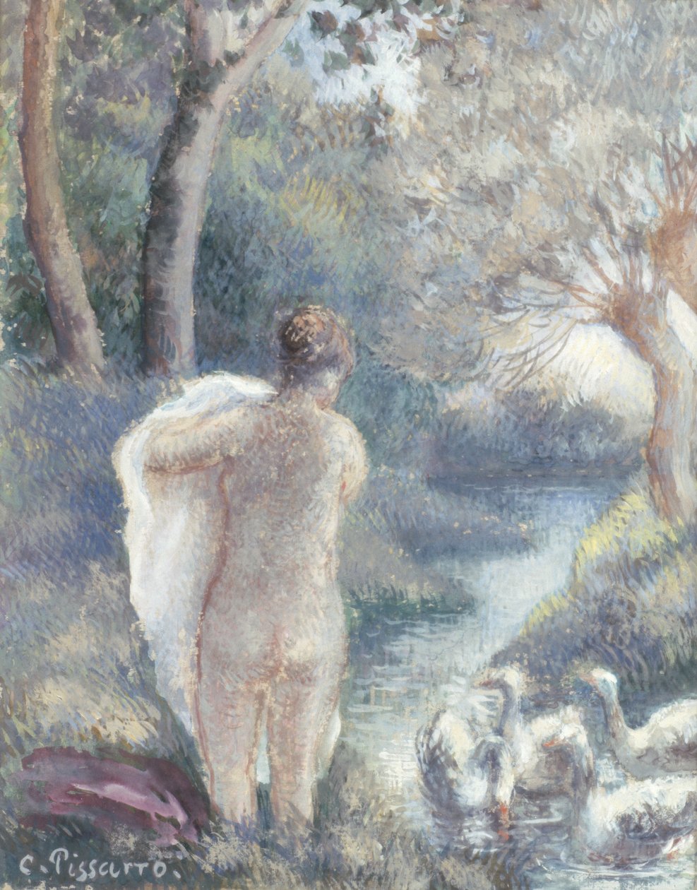 Kuğulu Nude, c.1895 (çalışma için bkz. 259307) by Camille Jacob Pissarro