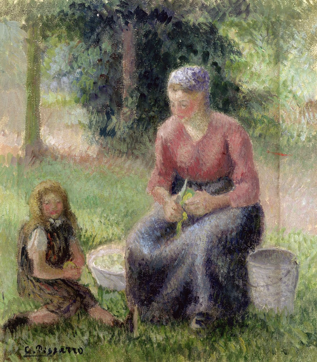 Köylü Kadın ve Küçük Kızı, 1893 dolayları by Camille Jacob Pissarro
