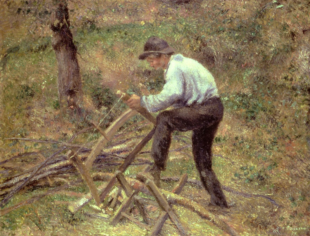 Pere Kavun Testere Odun, Pontoise, 1879 by Camille Jacob Pissarro
