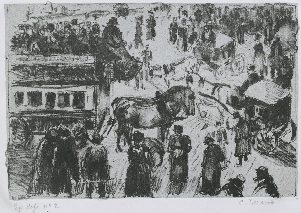 Place du Havre, Paris, c. 1897 (çinko üzerine litografi) by Camille Jacob Pissarro