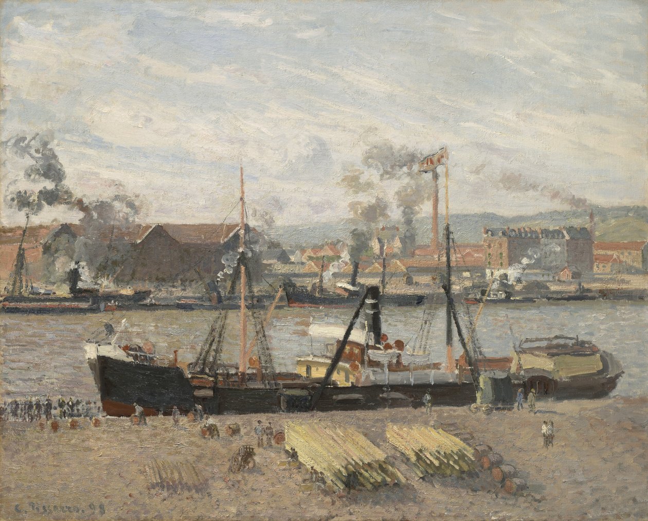Rouen Limanı, Odun Boşaltma, 1898 by Camille Jacob Pissarro
