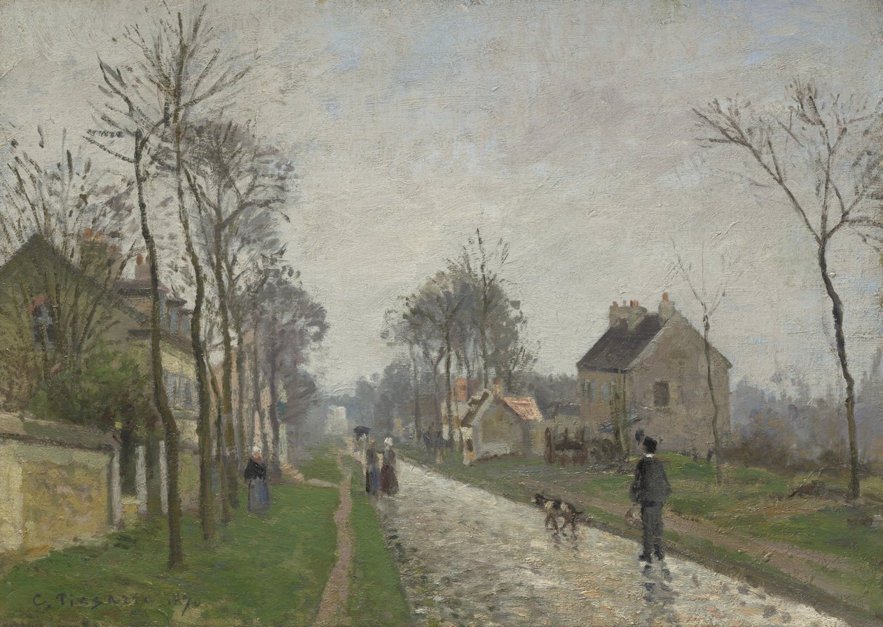 Versay Yolu, Louveciennes, Yağmur Etkisi, 1870 by Camille Jacob Pissarro