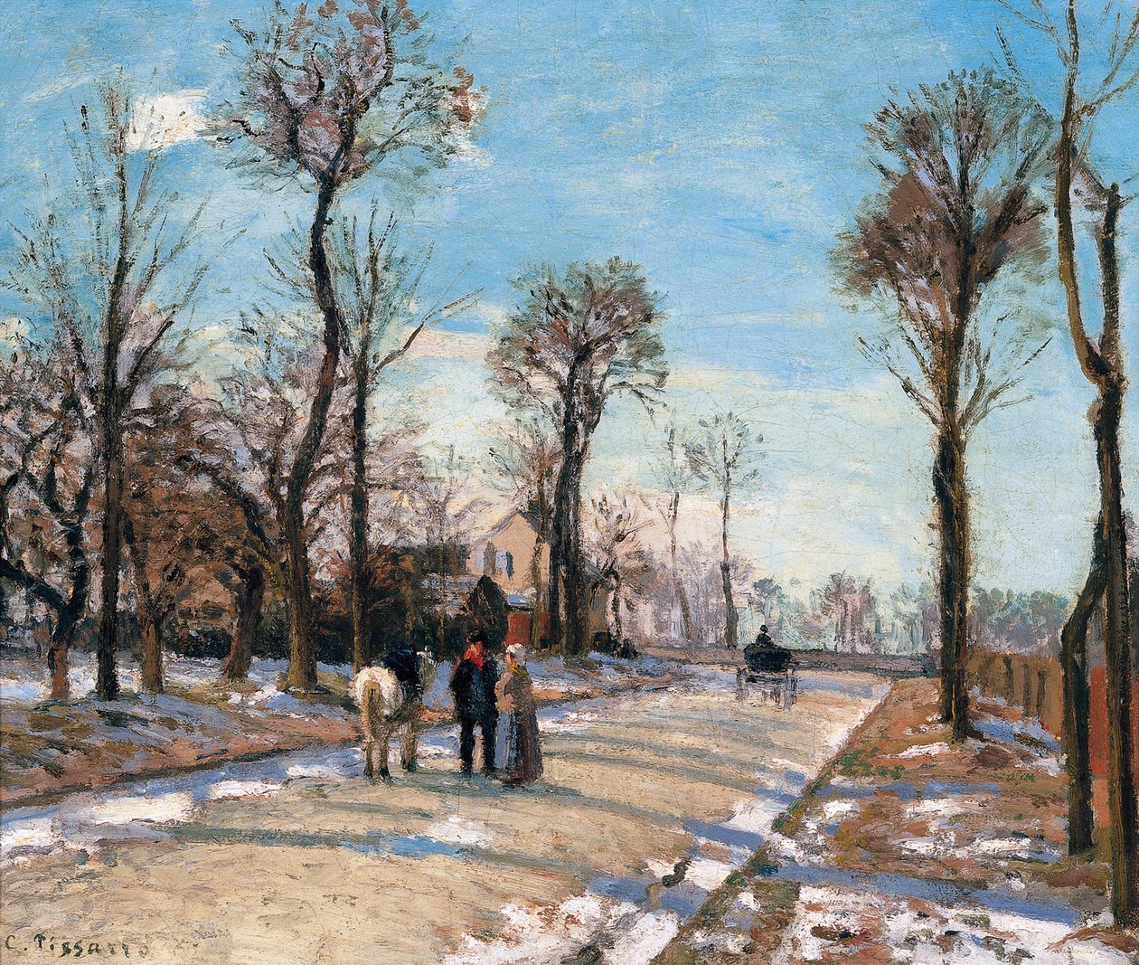 Versay Yolu, Louveciennes, Kış Güneşi ve Kar, c. 1870 by Camille Jacob Pissarro
