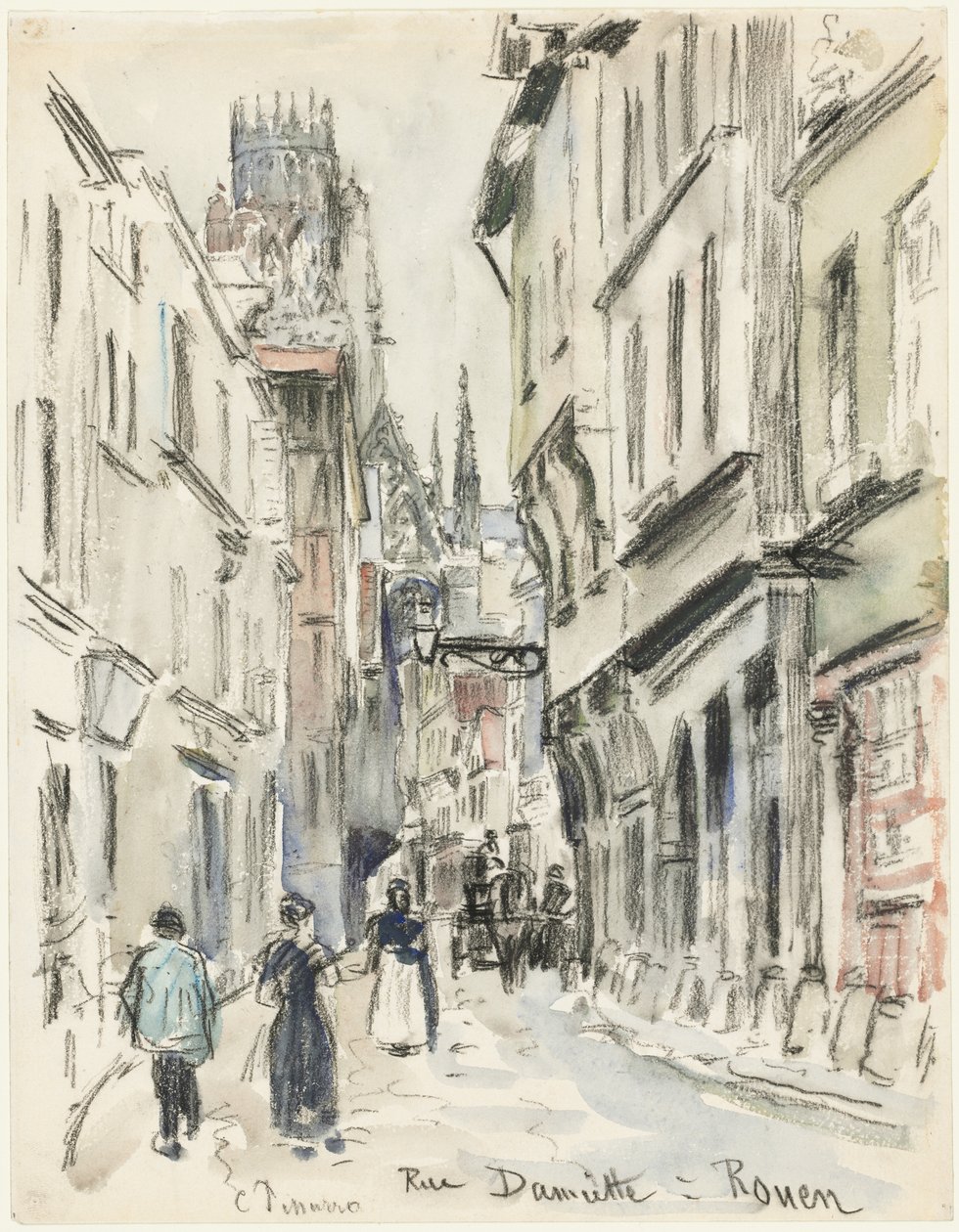 Rue Damiette, Rouen, c. 1884. by Camille Jacob Pissarro