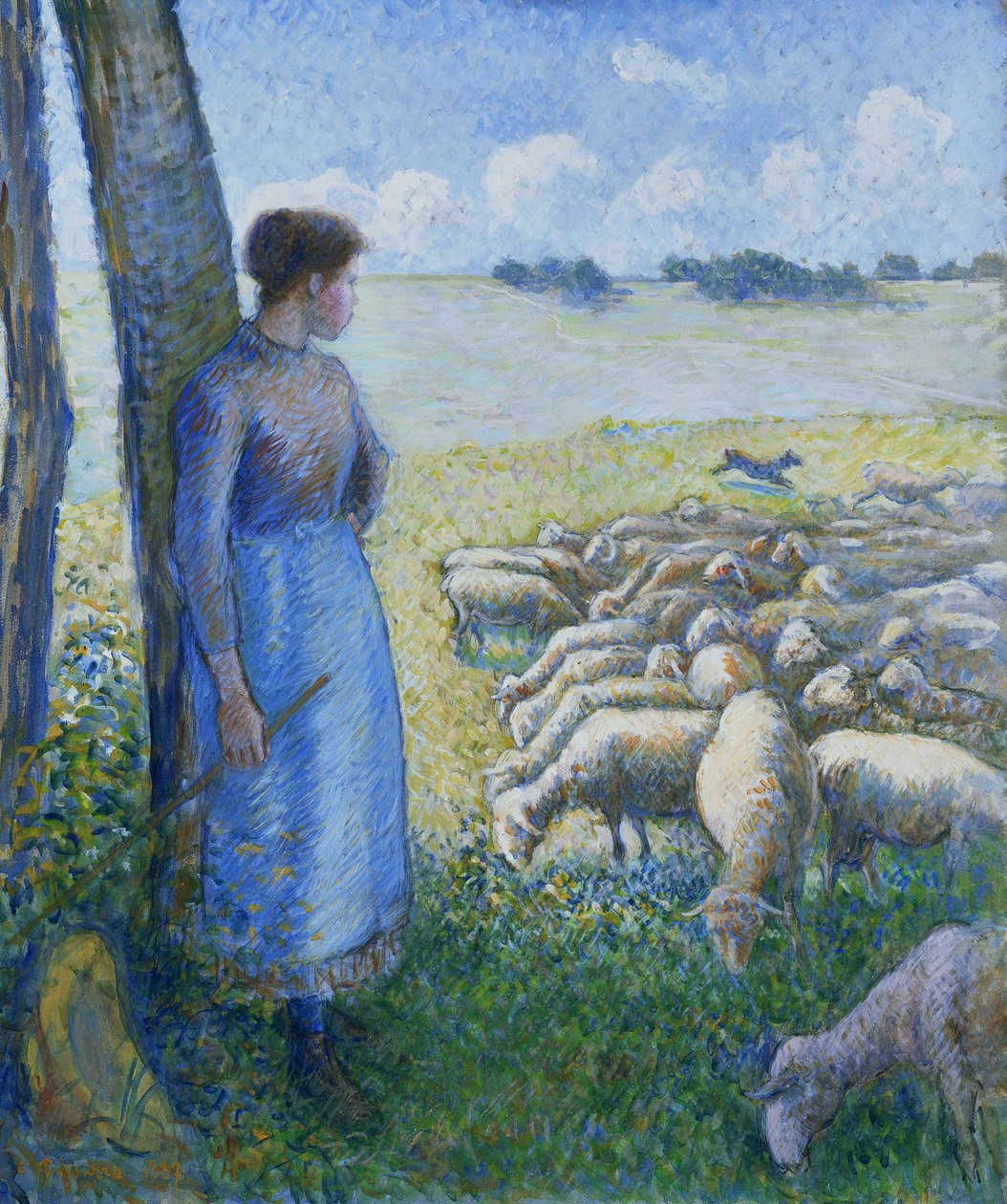 Çoban ve Koyun; Bergere ve Moutons, 1887 by Camille Jacob Pissarro