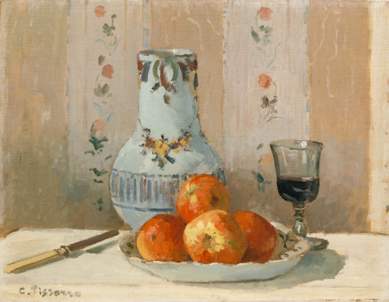 Elma ve Sürahi ile Natürmort, 1872 by Camille Jacob Pissarro