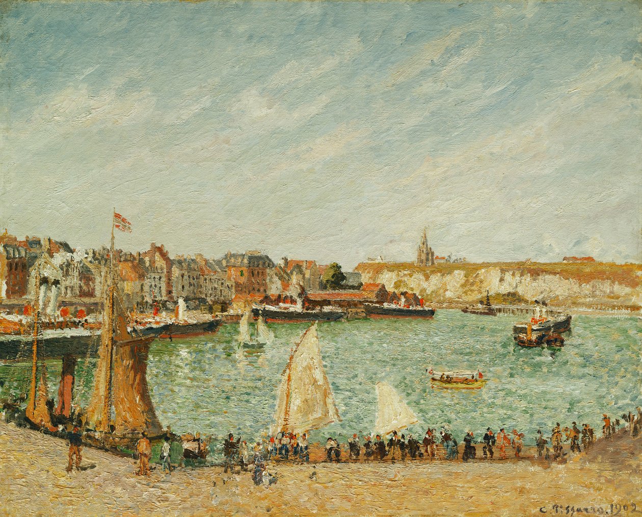 Öğleden Sonra Güneşi, Dieppe Dış Limanı; Öğleden Sonra, Güneş, Dieppe Dış Limanı, 1902 by Camille Jacob Pissarro