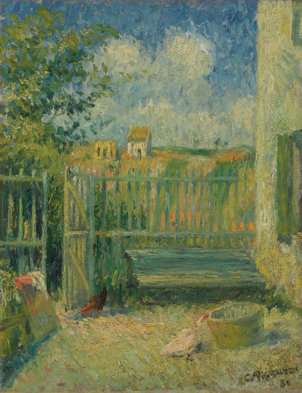 Maison Rondest, Pontoise Avlusu; Rondest evinin avlusu, Pontoise, 1880 by Camille Jacob Pissarro