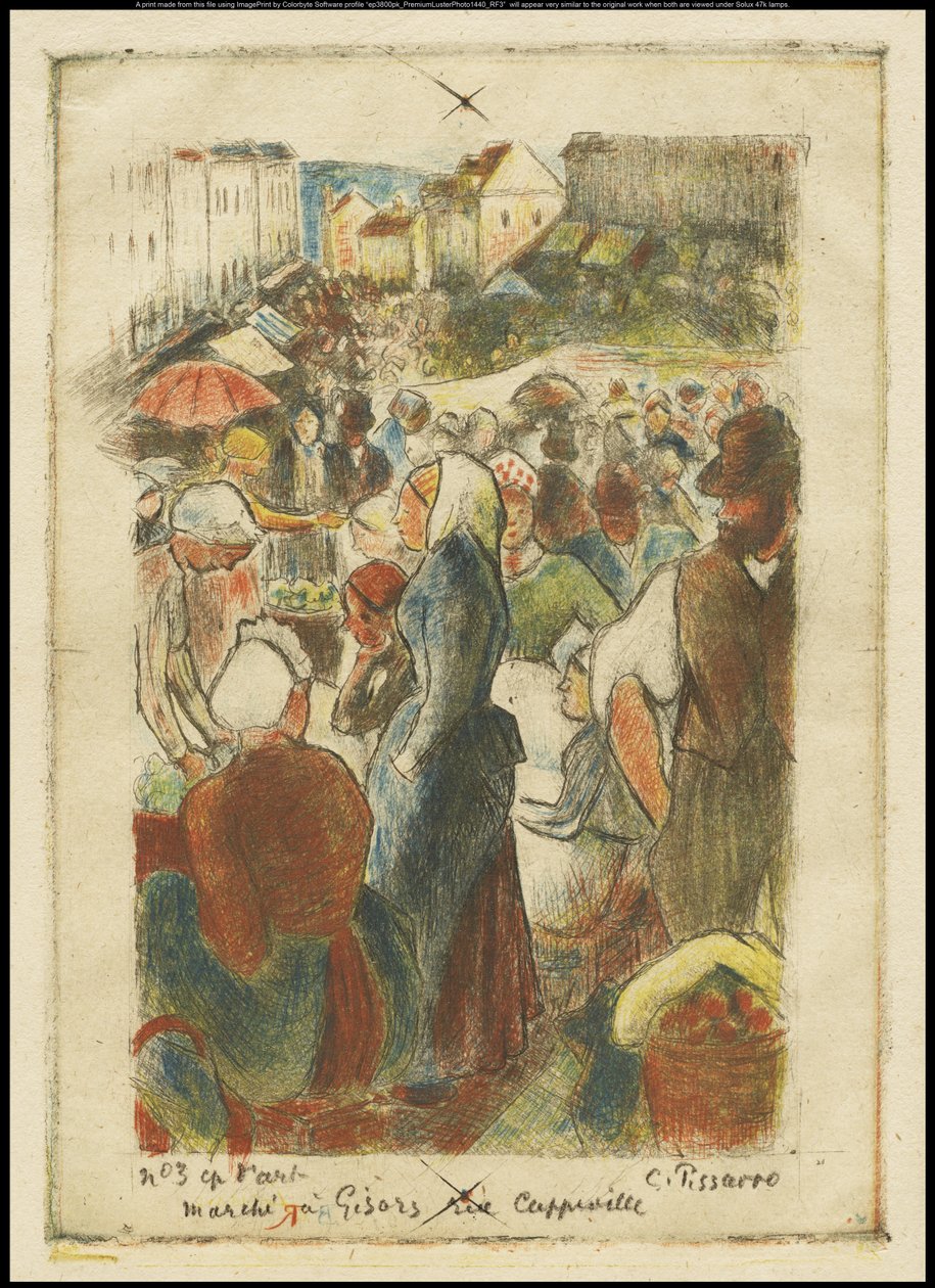 Gisors Pazarı, Rue Cappeville, 1894 dolayları by Camille Jacob Pissarro