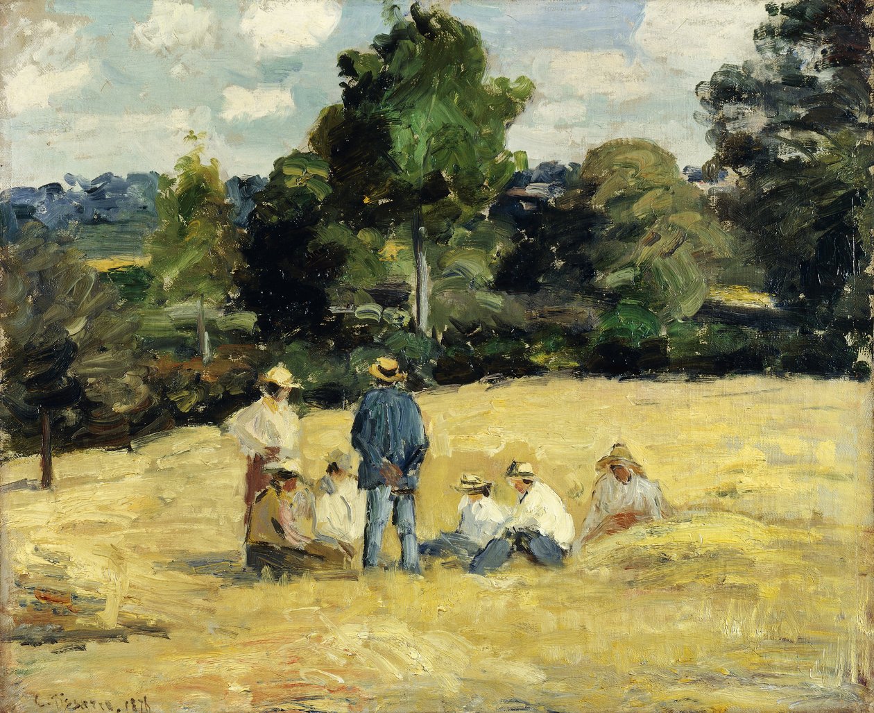 Hasatçılar Dinleniyor, Montfoucault; Orakçıların Dinlenmesi, Montfoucault, 1875 by Camille Jacob Pissarro