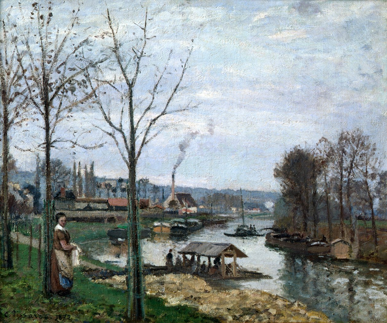 Çamaşırhane, Port Marly, 1872. by Camille Jacob Pissarro