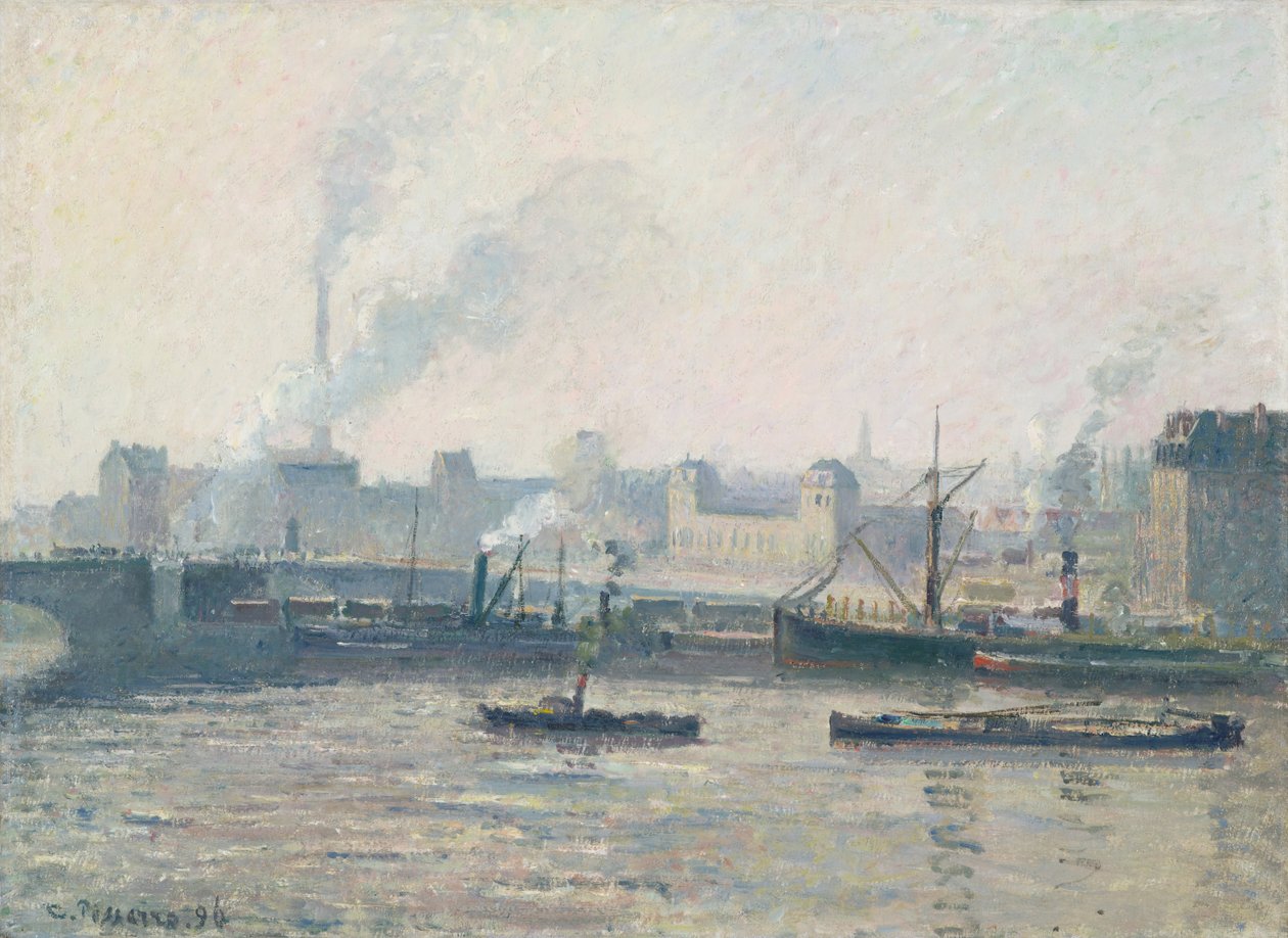Saint-Sever Köprüsü, Rouen: Mist, 1896 by Camille Jacob Pissarro