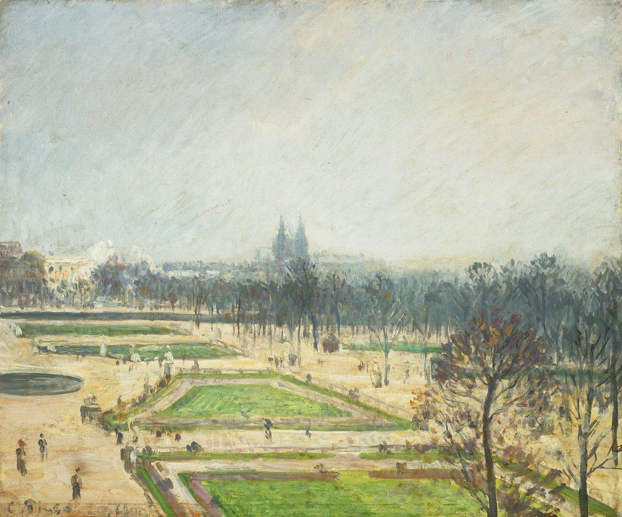 Tuileries Göletleri, Sis; Tuileries Havzası, Sis, 1900 by Camille Jacob Pissarro