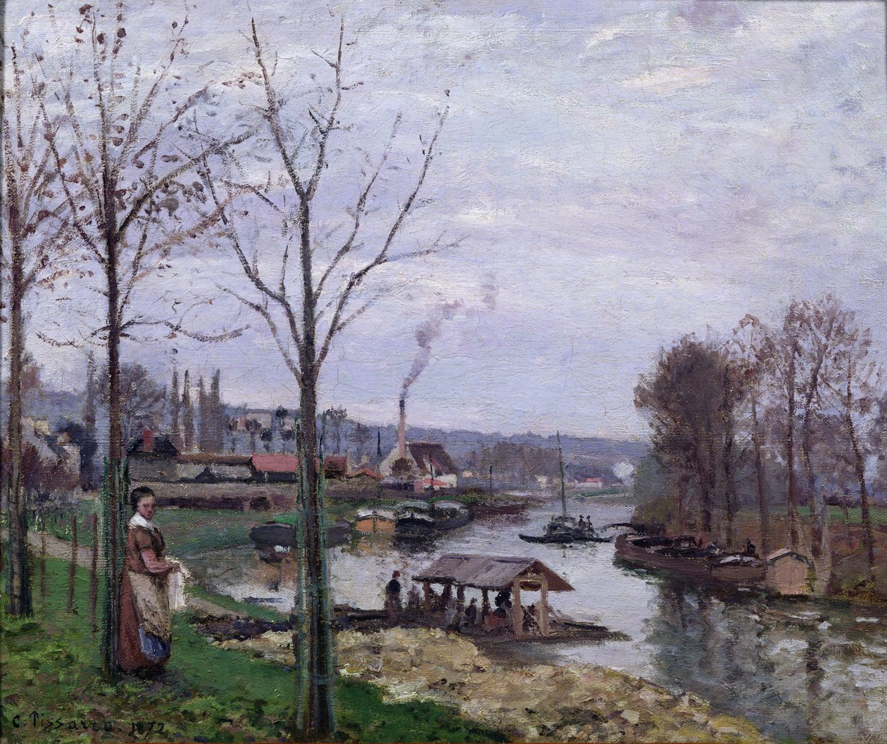 Çamaşırhane, Pontoise Port-Marly veya The Wash-house, 1872 by Camille Jacob Pissarro