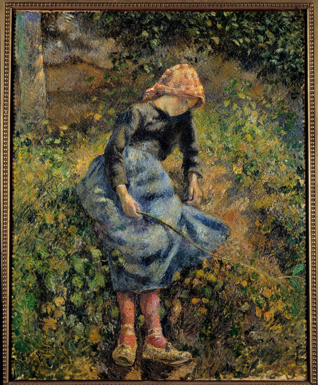 Çoban, bakirenin bir asası olduğunu söylüyor. Camille Pissarro