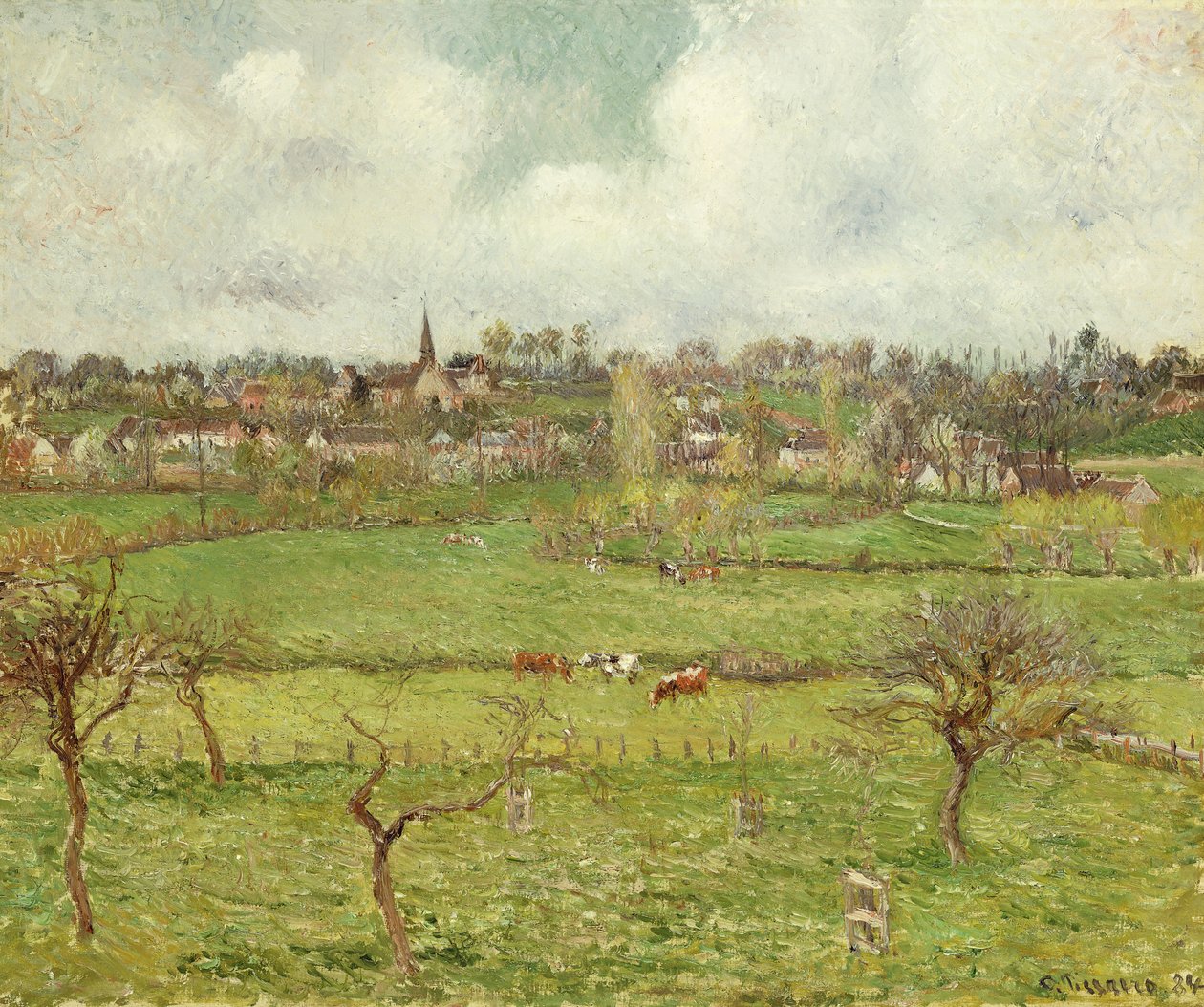 Bazincourt Manzarası; Vue de Bazincourt, 1884 by Camille Jacob Pissarro