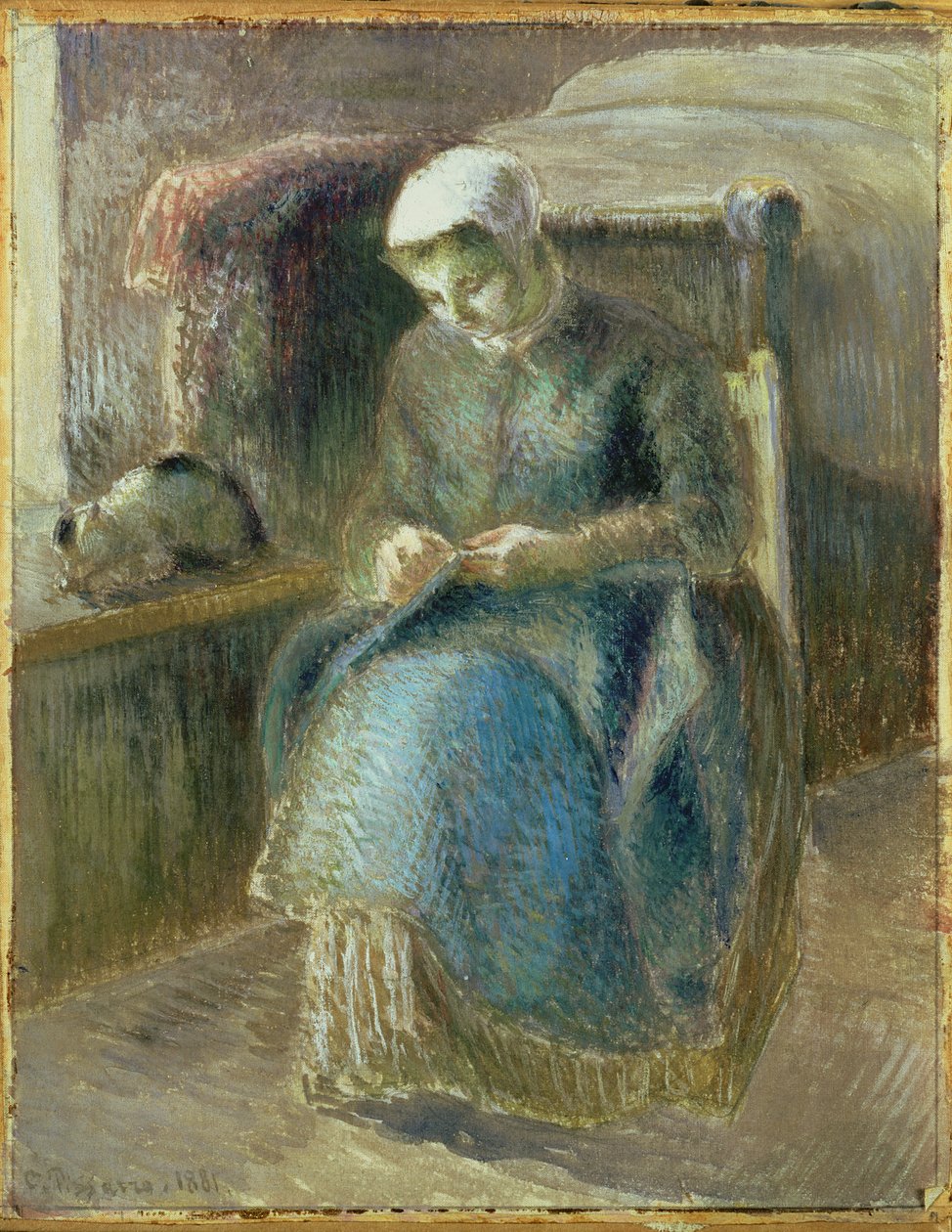 Kadın Dikişi, 1881 by Camille Jacob Pissarro