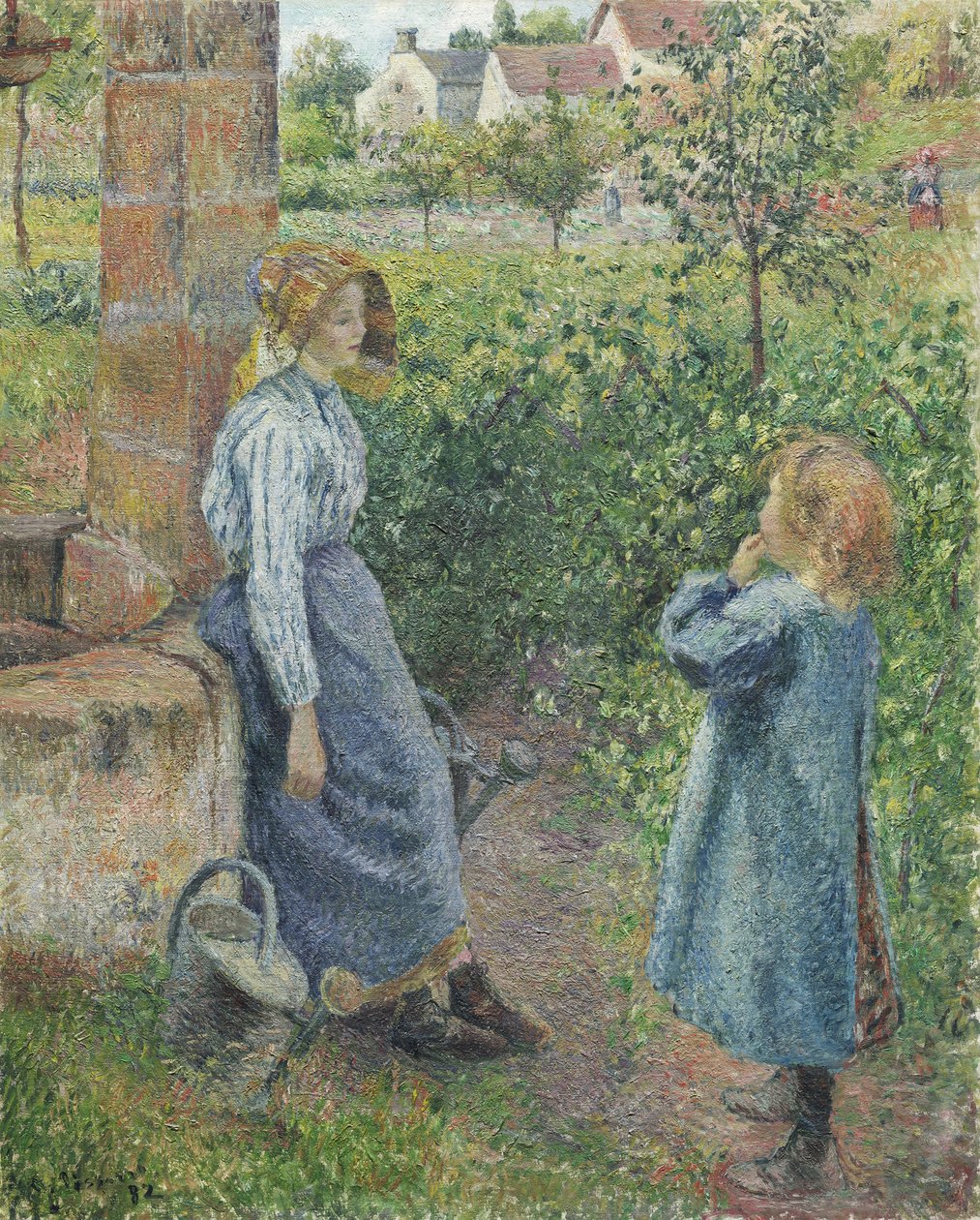 Kuyudaki Kadın ve Çocuk, 1882 by Camille Jacob Pissarro