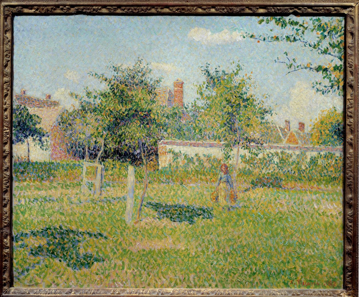 Bezli Kadın veya “Eragny Öncesinde Bahar Güneşi”” Camille Pissarro (1830-1903) 1887 Güneş Tablosu. 0,54x0,65 m Paris, musee d
