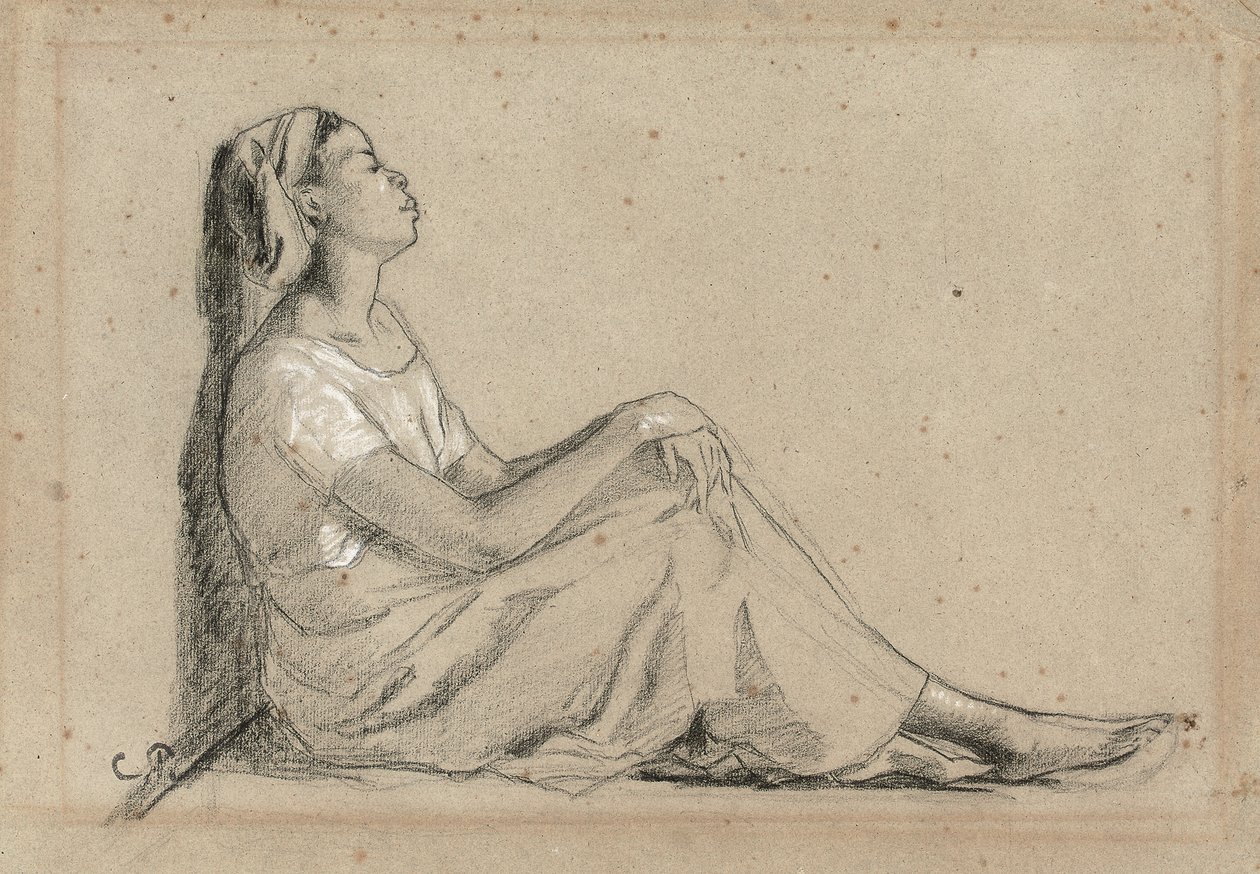 Oturan Genç Siyahi Kadın, 1855-7 by Camille Jacob Pissarro
