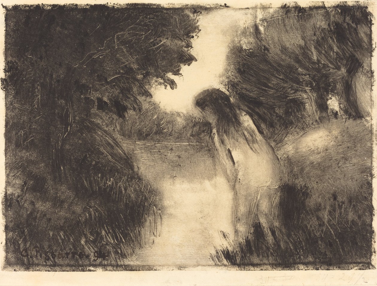 Bir Yıkanan, 1894. by Camille Pissarro