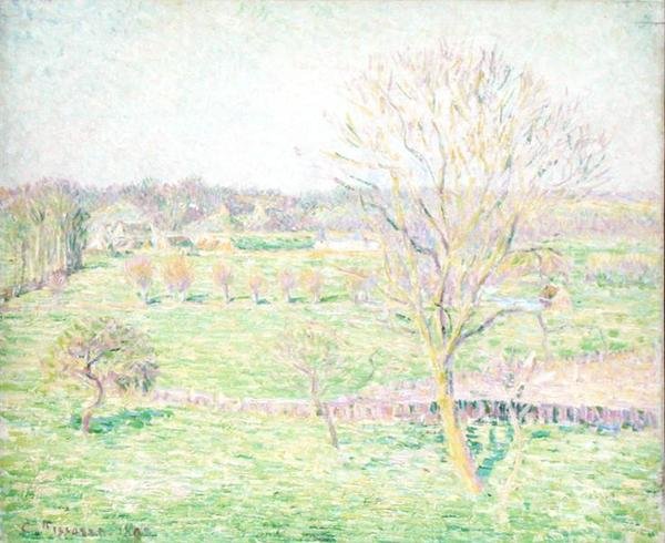 Baharda Ceviz Ağacı Olan Bir Tarla by Camille Jacob Pissarro
