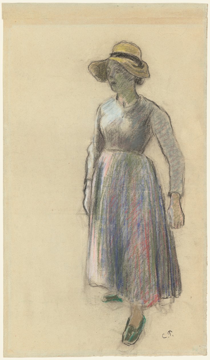 Hasır Şapkalı Köylü Kızı by Camille Pissarro