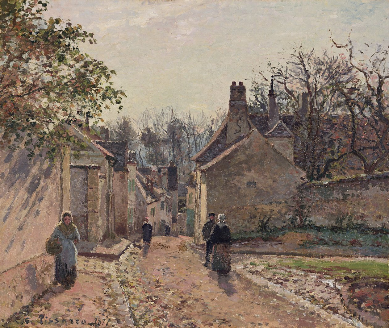 Village Street, Louveciennes'de by Camille Pissarro
