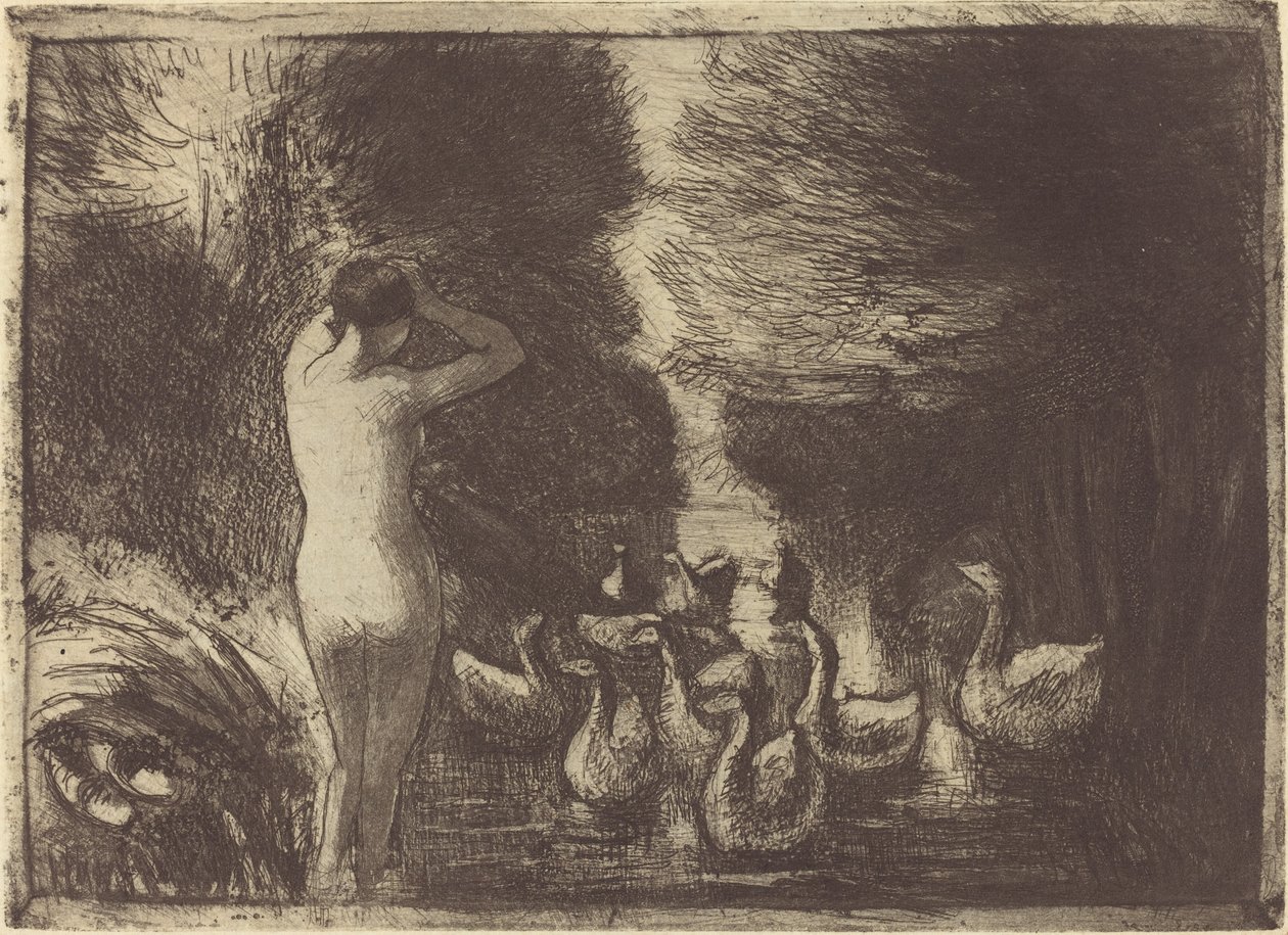 Baigneuse aux oies (Kazlı Yıkananlar) by Camille Pissarro