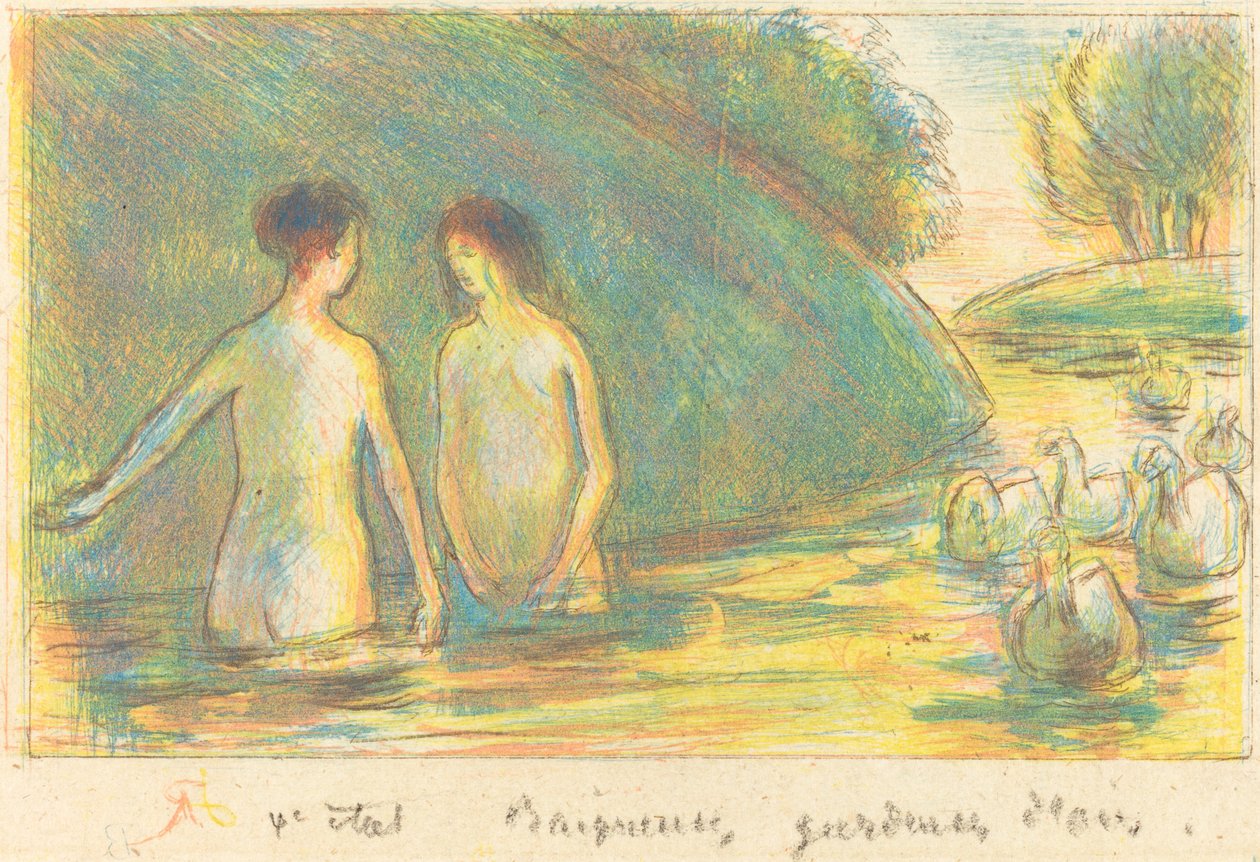 Yıkananlar, Kaz Bekçileri (Kazları Yıkananlar) by Camille Pissarro