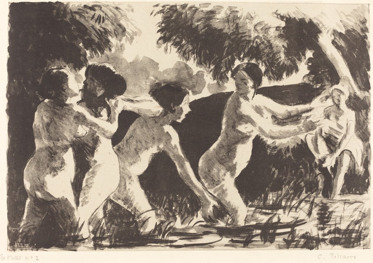 Yıkananlar Güreş Baigneuses luttants, c. 1896. by Camille Pissarro