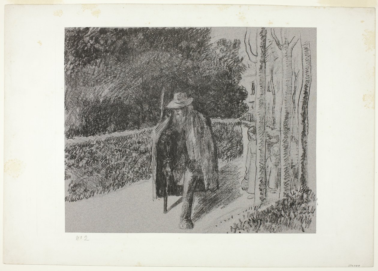 Koltuk değneği ile dilenci by Camille Pissarro
