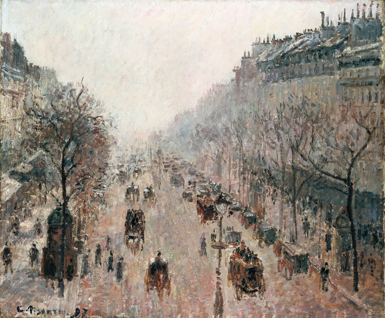 Sisli Güneşli Bir Sabahta Boulevard Montmartre, 1897 by Camille Jacob Pissarro