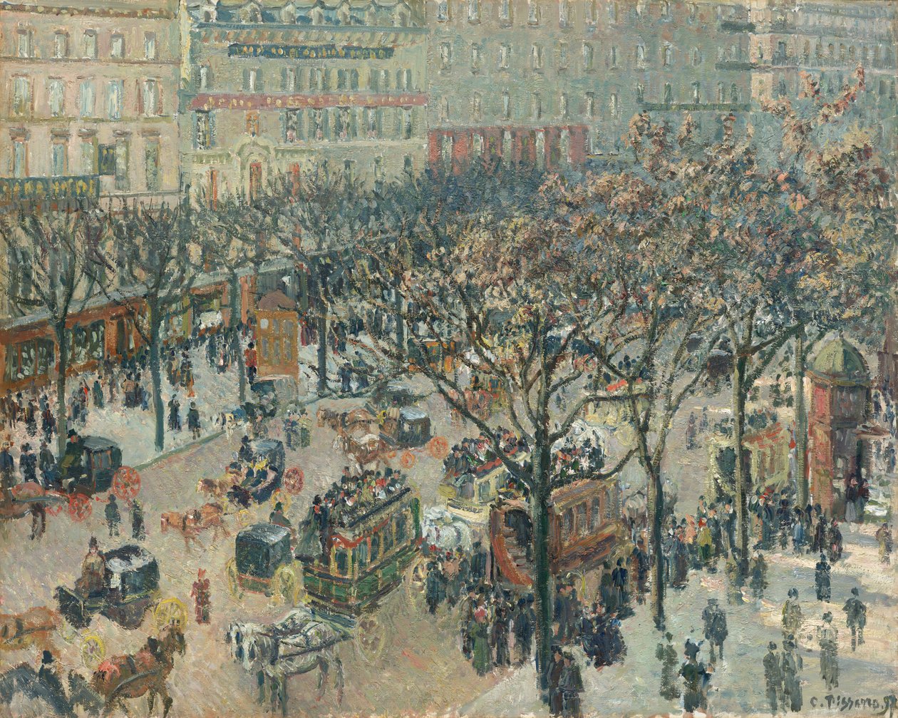 Boulevard des Italiens, Sabah, Güneş Işığı by Camille Pissarro