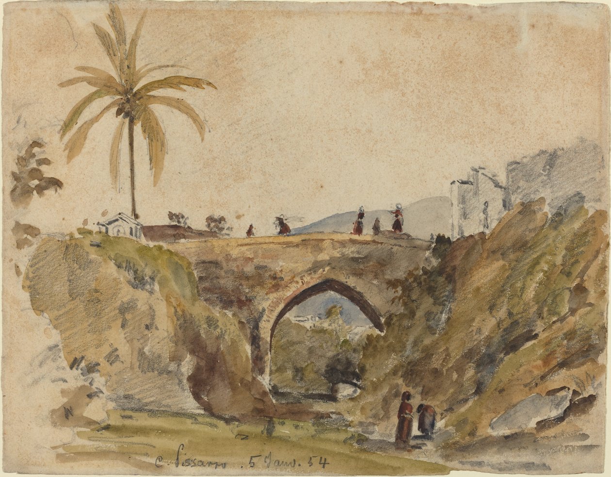 Karakas Köprüsü, 1854. by Camille Pissarro