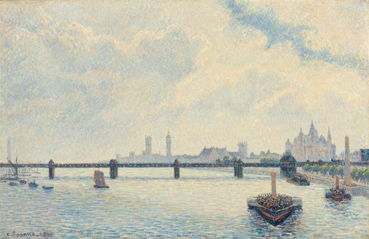 Charing Cross Köprüsü, Londra, 1890. by Camille Pissarro