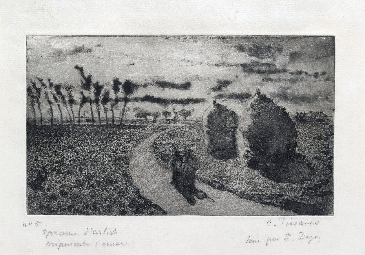 Samanlıklarla Alacakaranlık, 1879 by Camille Pissarro