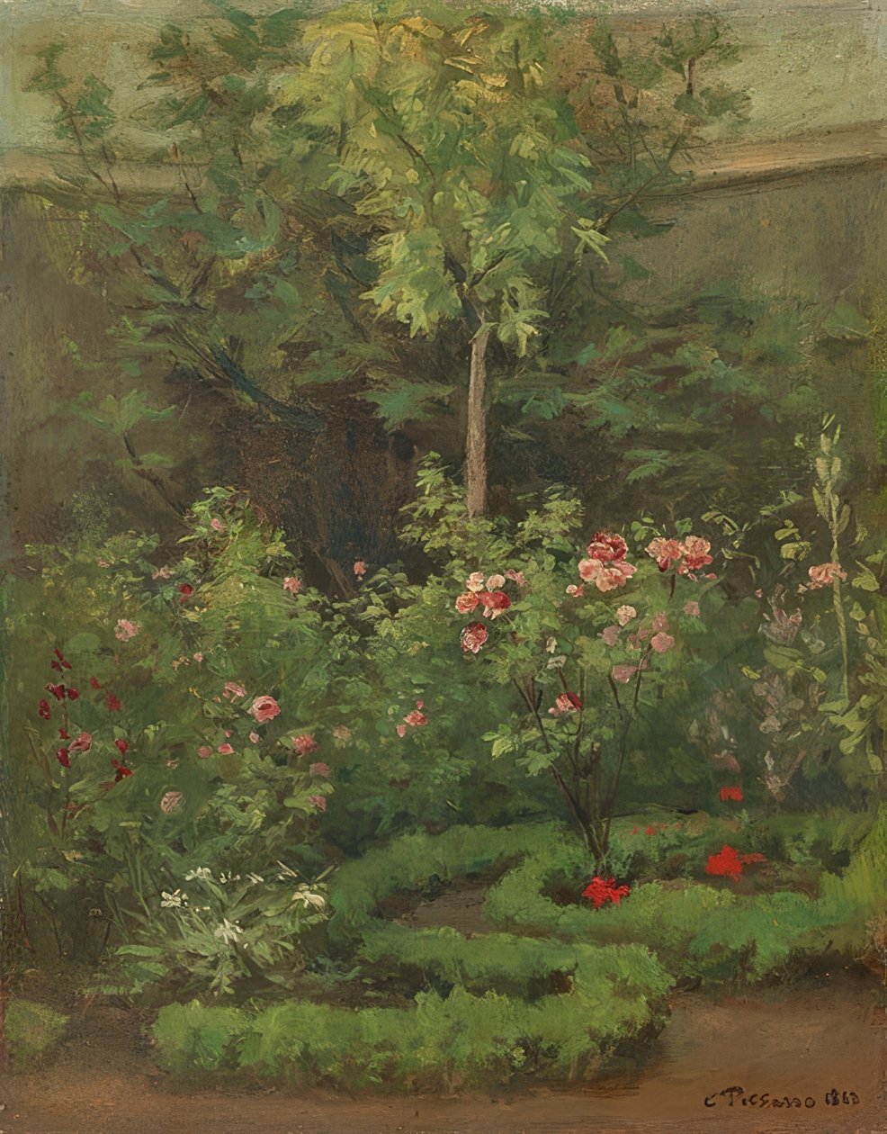 Bir gül bahçesi. 1862 by Camille Jacob Pissarro