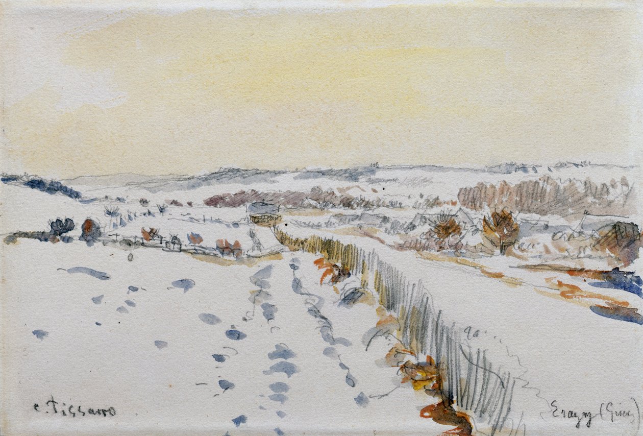 Kar altında Eragny by Camille Pissarro